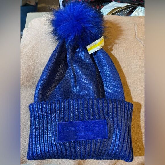 NEW Kurt Geiger Royal Blue Knit Beanie main image 10